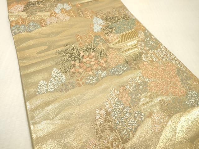 平和屋本店▼六通柄袋帯　樹林風景文　本金二重箔　正絹　逸品　DABI7862fe