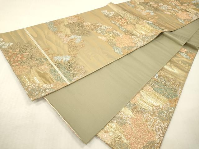平和屋本店▼六通柄袋帯　樹林風景文　本金二重箔　正絹　逸品　DABI7862fe
