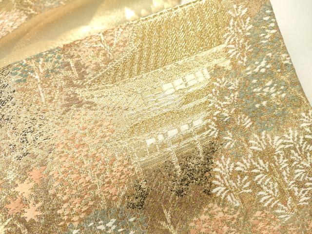 平和屋本店▼六通柄袋帯　樹林風景文　本金二重箔　正絹　逸品　DABI7862fe
