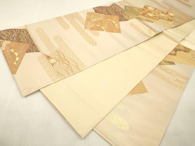 平和屋本店▼六通柄袋帯　色紙重ね花文　本金二丁箔　正絹　逸品　未使用　DABI7869fe