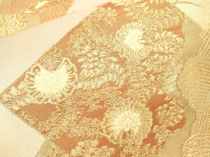 平和屋本店▼六通柄袋帯　色紙重ね花文　本金二丁箔　正絹　逸品　未使用　DABI7869fe