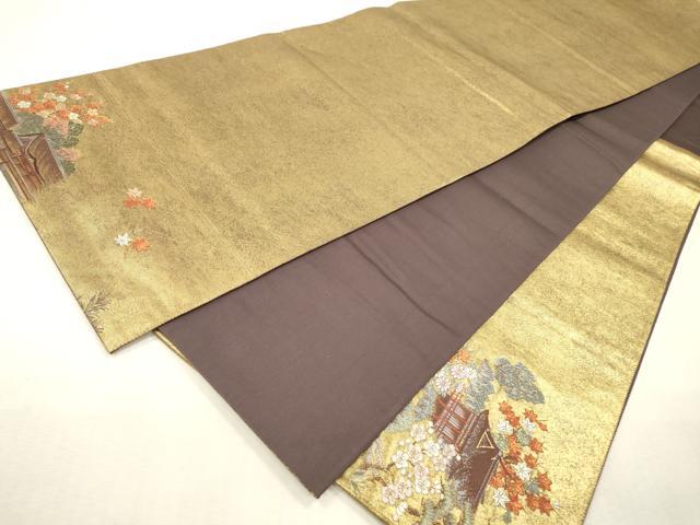 平和屋本店●太鼓柄袋帯　唐織　東照宮絵文　本金箔　金泥箔　正絹　逸品　DABI7871fe