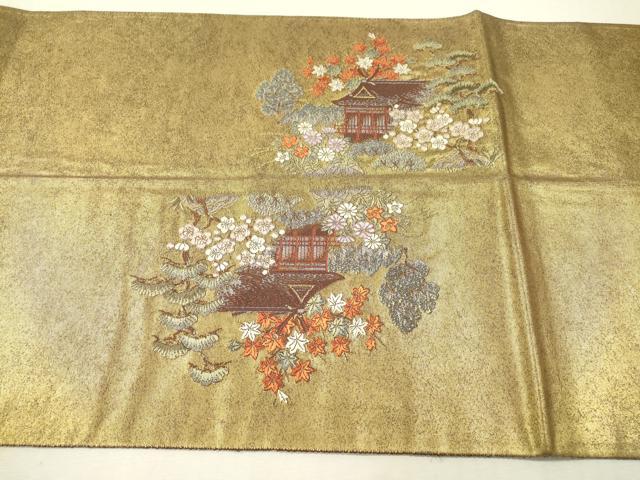 平和屋本店●太鼓柄袋帯　唐織　東照宮絵文　本金箔　金泥箔　正絹　逸品　DABI7871fe