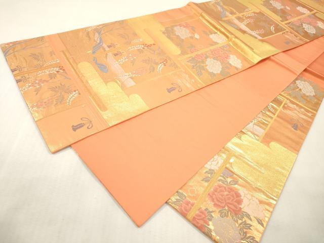平和屋本店▼六通柄袋帯　霞草花　本金箔　正絹　逸品　DABI7880fe