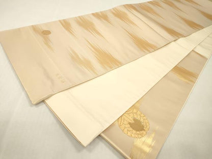 平和屋本店▼西陣　太鼓柄袋帯　家紋　本金箔　証紙付き　正絹　逸品　DABI7882fe