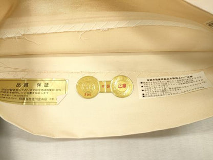 平和屋本店▼西陣　太鼓柄袋帯　家紋　本金箔　証紙付き　正絹　逸品　DABI7882fe