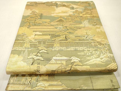 平和屋本店▼全通柄袋帯　京洛百景　黄金全通　本金箔使用　正絹　逸品　DABI7885fe
