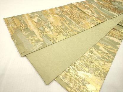 平和屋本店▼全通柄袋帯　京洛百景　黄金全通　本金箔使用　正絹　逸品　DABI7885fe