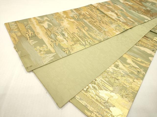 平和屋本店▼全通柄袋帯　京洛百景　黄金全通　本金箔使用　正絹　逸品　DABI7885fe