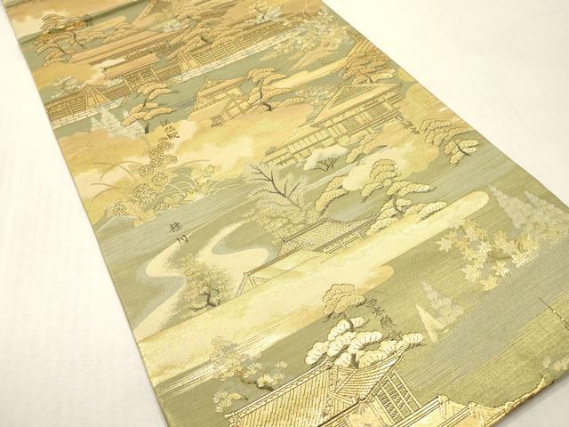 平和屋本店▼全通柄袋帯　京洛百景　黄金全通　本金箔使用　正絹　逸品　DABI7885fe