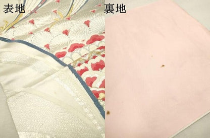 平和屋本店▼六通柄袋帯　唐織　孔雀　純金箔24K　正絹　逸品　DABI7886fe
