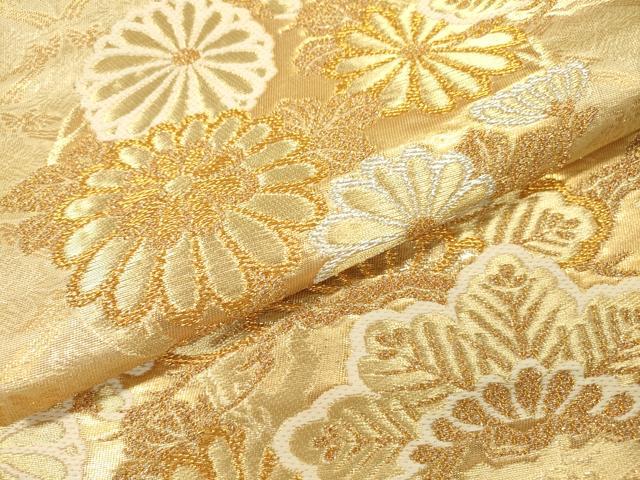 平和屋本店▼六通柄袋帯　菊　松　桜　本金三重箔　正絹　逸品　DABI7887fe