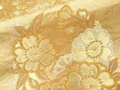 平和屋本店▼六通柄袋帯　菊　松　桜　本金三重箔　正絹　逸品　DABI7887fe