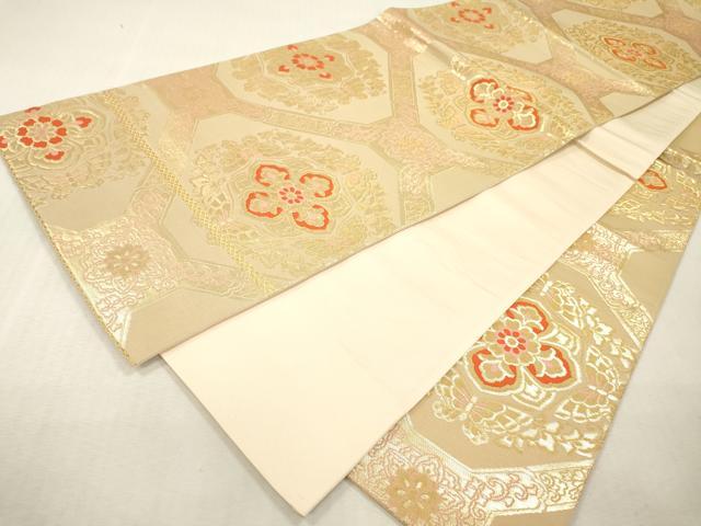 平和屋着物▼西陣　六通柄袋帯　よろこび　蜀江正倉院花文　金箔　正絹　逸品　未使用　DABI7888fe