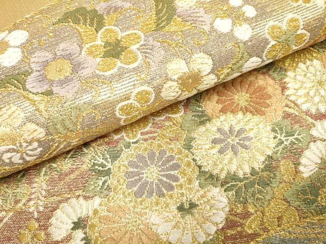 平和屋着物▼六通柄袋帯　唐織　地紙花文　金糸　引箔　やまと誂製　正絹　逸品　DABI7892fe
