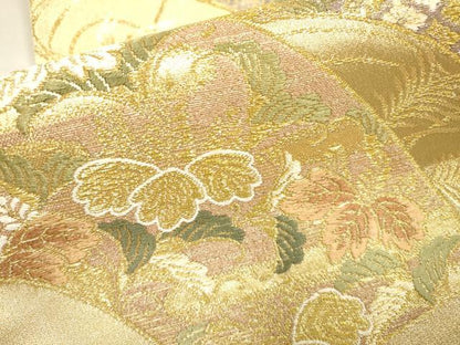 平和屋着物▼六通柄袋帯　唐織　地紙花文　金糸　引箔　やまと誂製　正絹　逸品　DABI7892fe