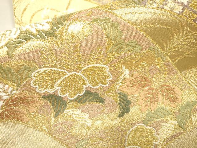 平和屋着物▼六通柄袋帯　唐織　地紙花文　金糸　引箔　やまと誂製　正絹　逸品　DABI7892fe