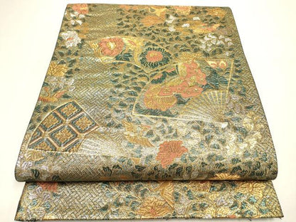 平和屋着物▼六通柄袋帯　麗鳳彫金紋　正絹　逸品　DABI7896fe