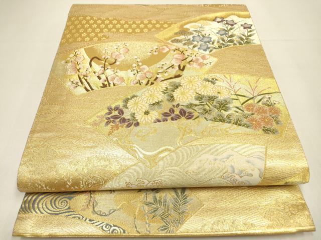 平和屋着物▼六通柄袋帯　華の舞　金糸　ますいわ屋扱い　正絹　逸品　DABI7902fe