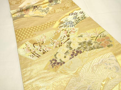 平和屋着物▼六通柄袋帯　華の舞　金糸　ますいわ屋扱い　正絹　逸品　DABI7902fe