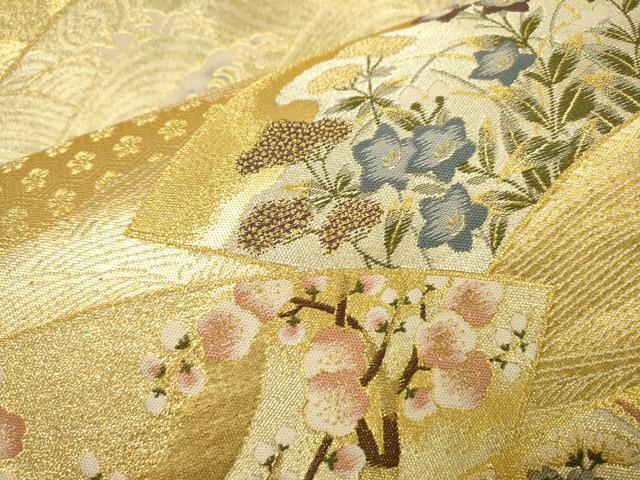 平和屋着物▼六通柄袋帯　華の舞　金糸　ますいわ屋扱い　正絹　逸品　DABI7902fe