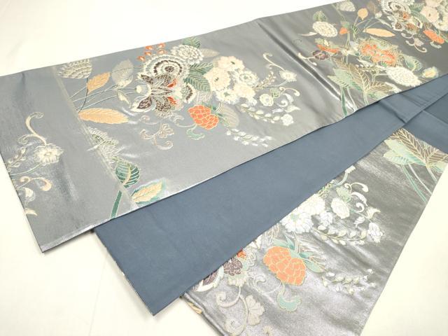 平和屋着物▼六通柄袋帯　唐織　更紗花唐草文　金銀糸　正絹　逸品　DABI7904fe