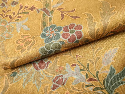 平和屋着物▼六通柄袋帯　花唐草文　金通し地　正絹　逸品　DABI7905fe