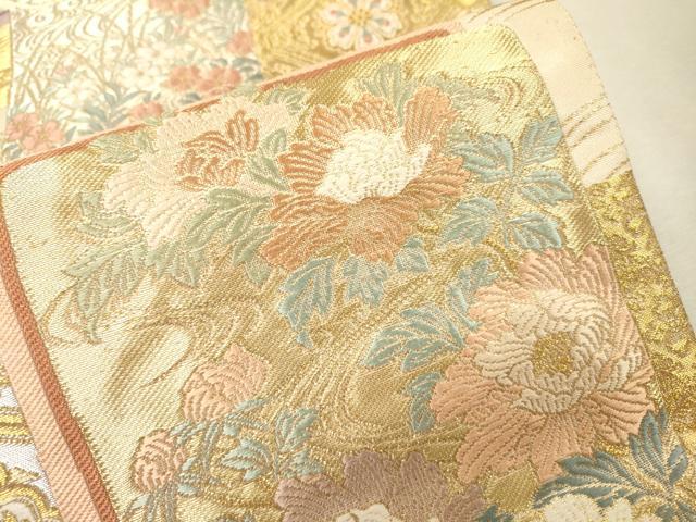 平和屋着物▼六通柄袋帯　唐織　蒔絵重ね　金銀糸　正絹　逸品　DABI7908fe