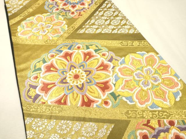 平和屋着物▼六通柄袋帯　唐織　高砂　正倉院花文　金糸　正絹　逸品　DABI7912fe