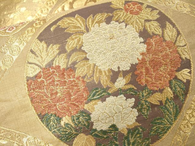 平和屋着物▼六通柄袋帯　天井花鳥丸文　金銀糸　正絹　逸品　DABI7926fe