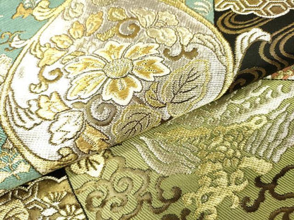 平和屋着物▼六通柄袋帯　唐織　鳳凰色紙重ね花文　金銀糸　正絹　逸品　DABI7928fe
