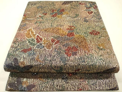 平和屋着物▼六通柄袋帯　更紗花鳥文　金糸　正絹　逸品　DABI7929fe