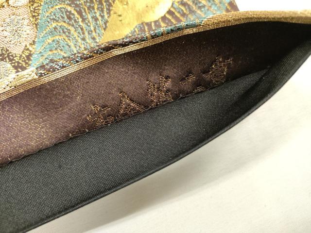 平和屋本店▼六通柄袋帯　飛鶴梅松文　本金箔二重織　正絹　逸品　DABI7937fe