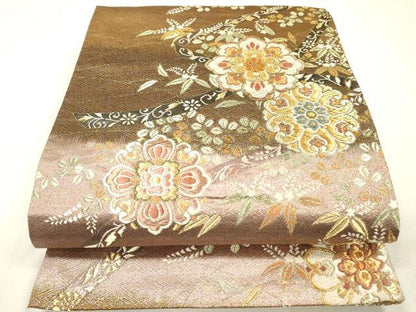 平和屋着物▼六通柄袋帯　正倉院花文　金糸　正絹　逸品　DABI7940fe