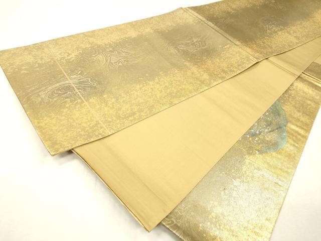 平和屋着物▼太鼓柄袋帯　螺鈿箔　金閣寺　金彩　引箔　正絹　逸品　DABI7946fe