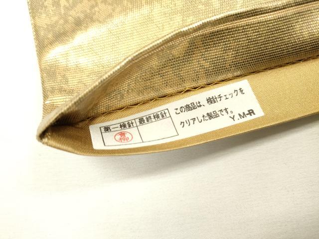 平和屋着物▼太鼓柄袋帯　螺鈿箔　金閣寺　金彩　引箔　正絹　逸品　DABI7946fe