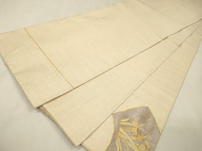 平和屋着物▼太鼓柄袋帯　地紙花文　金銀糸　正絹　逸品　DABI7949fe