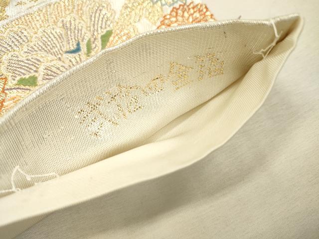 平和屋本店▼六通柄袋帯　唐織　彩華四季花鳥文　弐拾四金箔　正絹　逸品　DABI7950fe