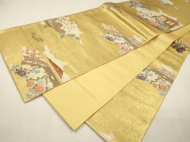 平和屋着物▼六通柄袋帯　唐織　葵祭絵巻紋　金彩　引箔　正絹　逸品　DABI7964fe