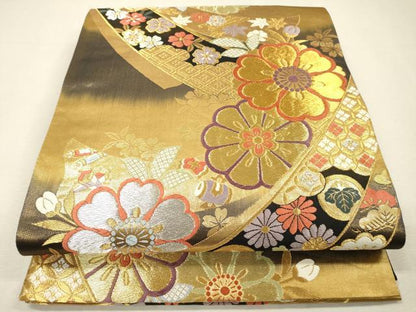 平和屋着物▼六通柄袋帯　唐織　古典錦　鬘帯舞花文　金銀糸　正絹　逸品　DABI7965fe