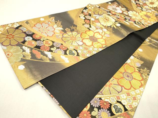 平和屋着物▼六通柄袋帯　唐織　古典錦　鬘帯舞花文　金銀糸　正絹　逸品　DABI7965fe