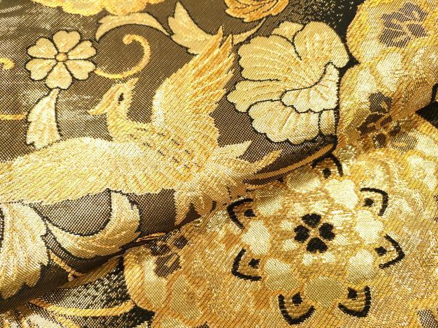 平和屋着物▼佐賀錦　両面　全通柄袋帯　正倉院鳳凰花文　金糸　正絹　逸品　DABI7968fe