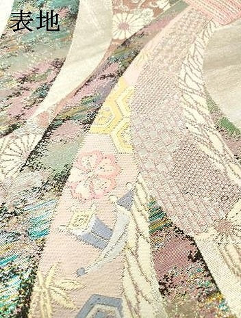 平和屋着物▼六通柄袋帯　唐織　宝尽くし束ね熨斗花文　銀糸　正絹　逸品　DABI7969fe