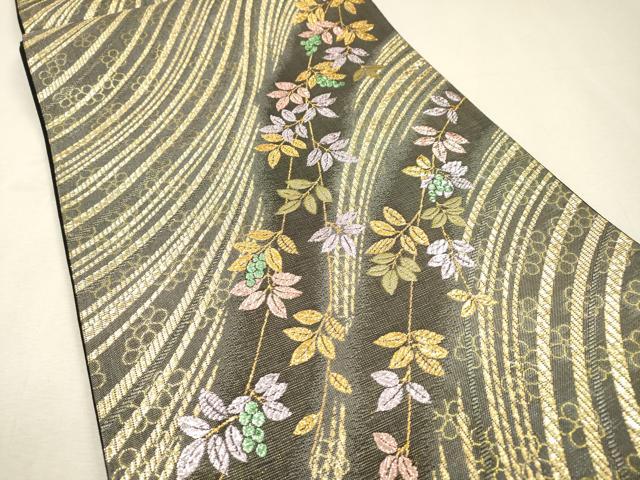 平和屋着物▼西陣　六通柄袋帯　南天文　金糸　証紙付き　正絹　逸品　DABI7983fe