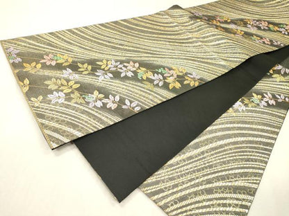 平和屋着物▼西陣　六通柄袋帯　南天文　金糸　証紙付き　正絹　逸品　DABI7983fe