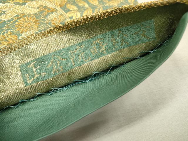 平和屋着物▼六通柄袋帯　正倉院蒔絵文　金糸　正絹　逸品　DABI7985fe
