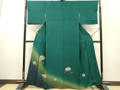 平和屋着物▼訪問着　地紙鳳凰花文　暈し染　金銀彩　正絹　逸品　DABI7996fe