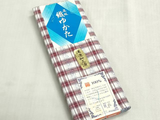 平和屋着物＊夏物　浴衣　反物　着尺　注染　格子　綿　逸品　未使用　DABI8019we
