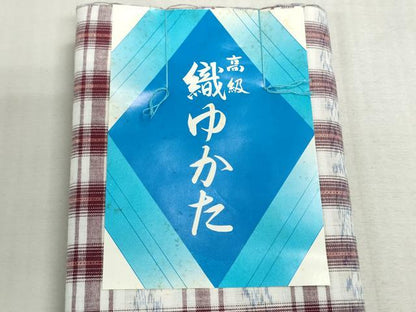 平和屋着物＊夏物　浴衣　反物　着尺　注染　格子　綿　逸品　未使用　DABI8019we