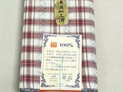平和屋着物＊夏物　浴衣　反物　着尺　注染　格子　綿　逸品　未使用　DABI8019we
